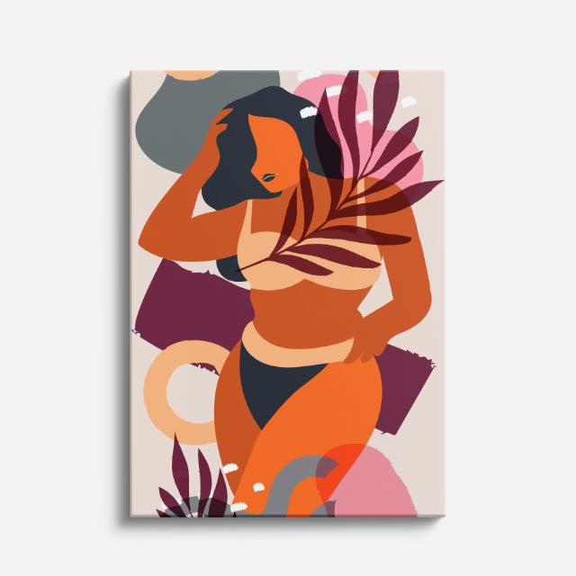 cuadro canvas ilustracion humana musa tropical estilo contemporaneo