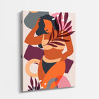 cuadro canvas ilustracion humana musa tropical estilo contemporaneo