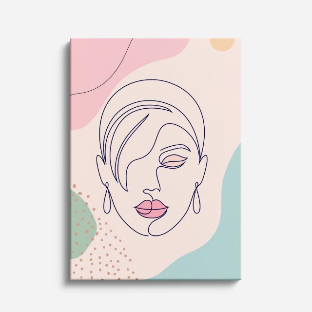 cuadro canvas ilustracion humana linea lavanda estilo contemporaneo