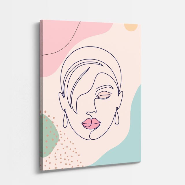 cuadro canvas ilustracion humana linea lavanda estilo contemporaneo