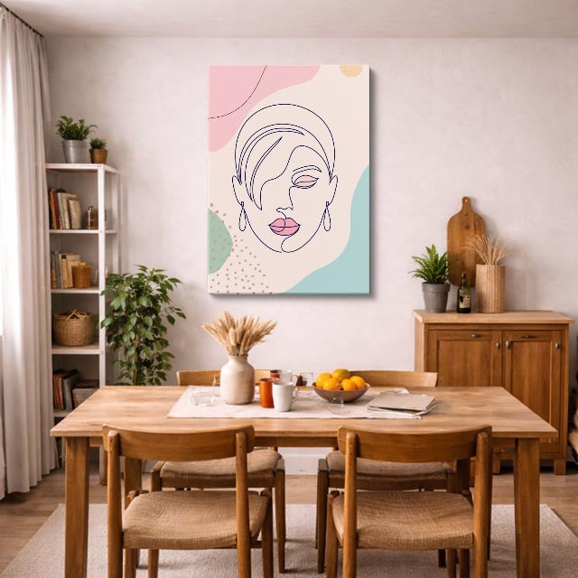 cuadro canvas ilustracion humana linea lavanda estilo contemporaneo