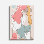 cuadro canvas ilustracion humana cabello rosado estilo contemporaneo