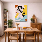 cuadro canvas ilustracion humana descanso solar estilo contemporaneo