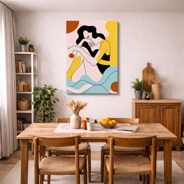 cuadro canvas ilustracion humana descanso solar estilo contemporaneo