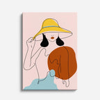 cuadro canvas ilustracion humana sombrero dorado estilo contemporaneo