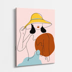 cuadro canvas ilustracion humana sombrero dorado estilo contemporaneo