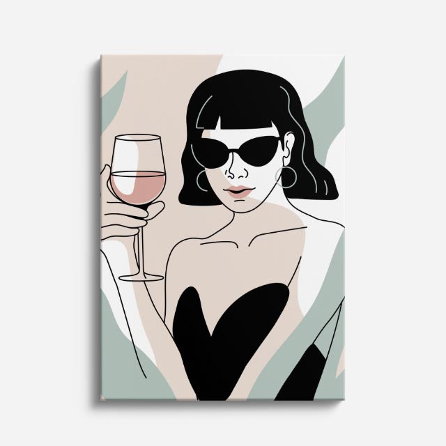 cuadro canvas ilustracion humana copa noir estilo contemporaneo