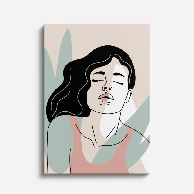 cuadro canvas ilustracion humana sueno botanico estilo contemporaneo
