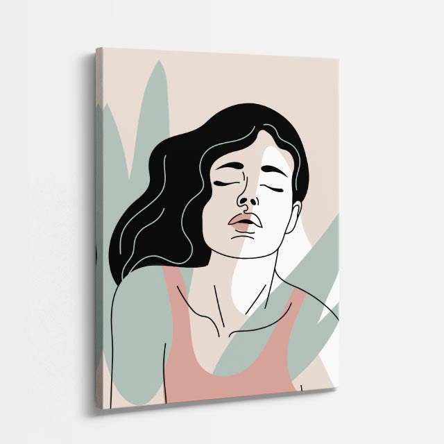 cuadro canvas ilustracion humana sueno botanico estilo contemporaneo