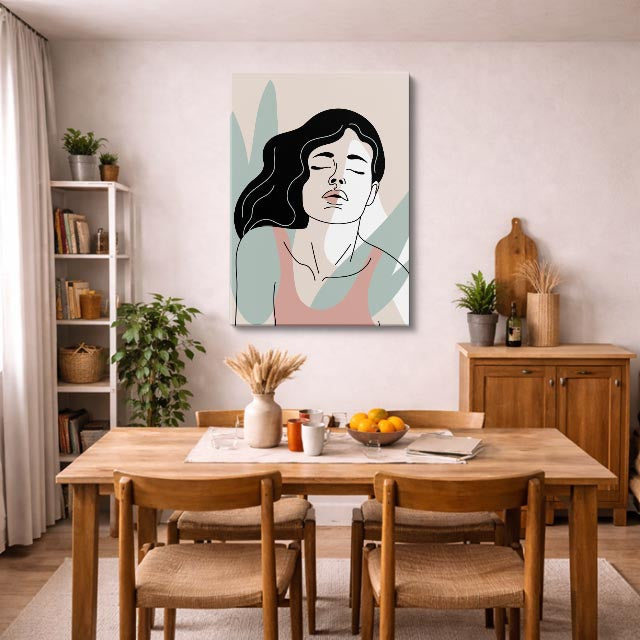 cuadro canvas ilustracion humana sueno botanico estilo contemporaneo