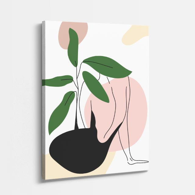 cuadro canvas ilustracion humana silueta verde estilo contemporaneo