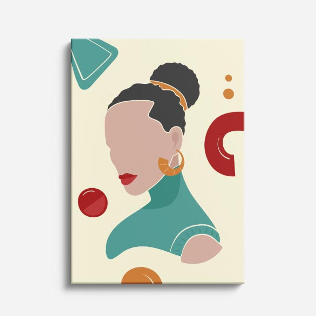 cuadro canvas ilustracion humana aros de coral estilo contemporaneo