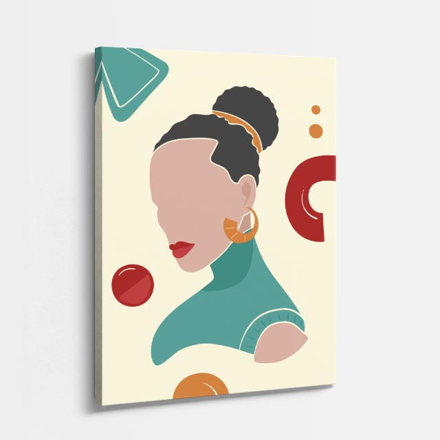 cuadro canvas ilustracion humana aros de coral estilo contemporaneo