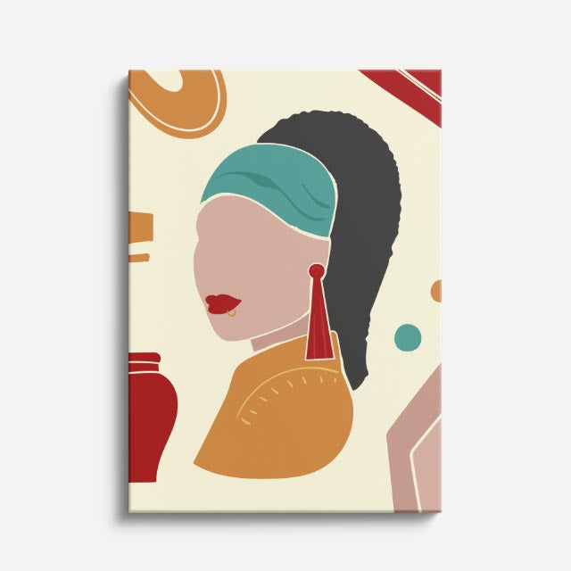 cuadro canvas ilustracion humana geometria tierra estilo contemporaneo