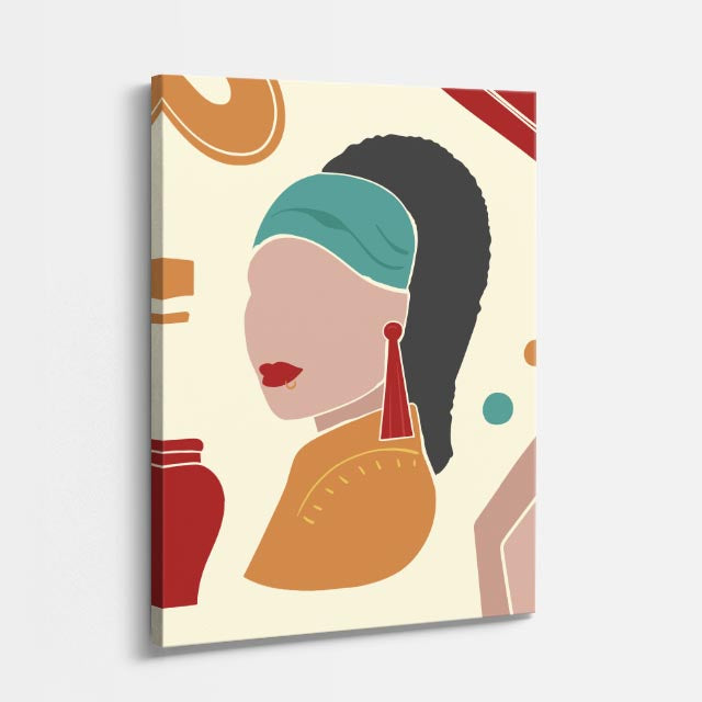 cuadro canvas ilustracion humana geometria tierra estilo contemporaneo
