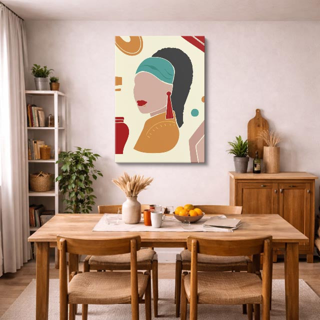 cuadro canvas ilustracion humana geometria tierra estilo contemporaneo
