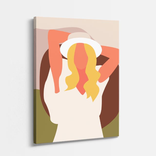 cuadro canvas ilustracion humana cabello dorado estilo contemporaneo