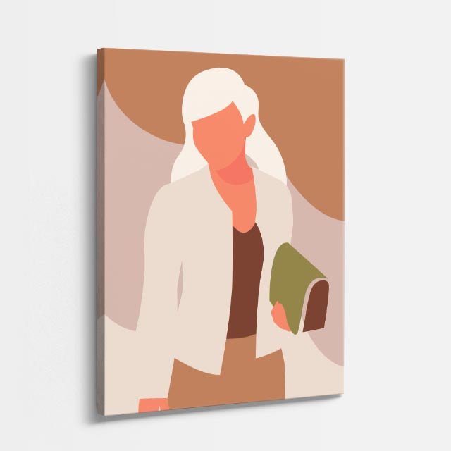 cuadro canvas ilustracion humana abrigo camel estilo contemporaneo