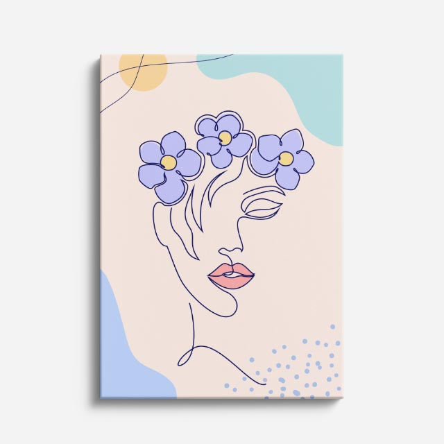 cuadro canvas ilustracion humana flor lavanda estilo contemporaneo