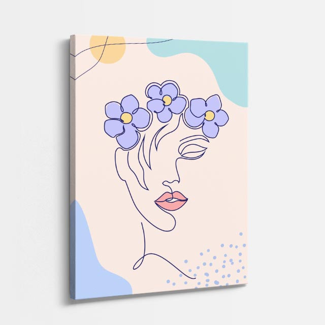 cuadro canvas ilustracion humana flor lavanda estilo contemporaneo