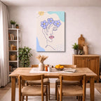 cuadro canvas ilustracion humana flor lavanda estilo contemporaneo