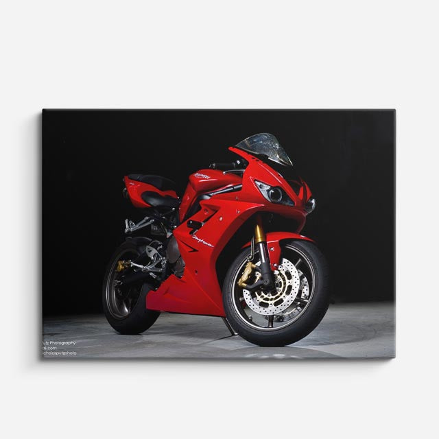 cuadro canvas vehículos superbike roja sobre ruedas horizontal