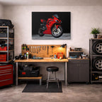 cuadro canvas vehículos superbike roja sobre ruedas horizontal
