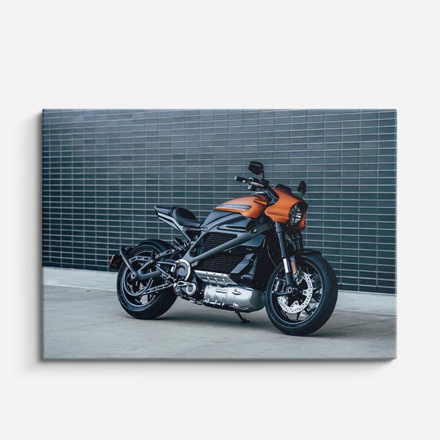 cuadro canvas vehículos eléctrica naranja ciudad nueva horizontal