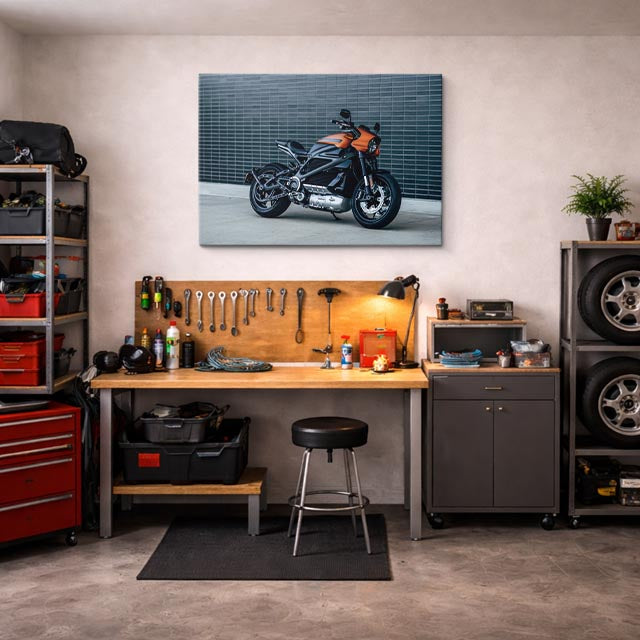 cuadro canvas vehículos eléctrica naranja ciudad nueva horizontal