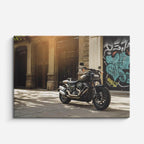 cuadro canvas vehículos scrambler negro grafiti urbano horizontal
