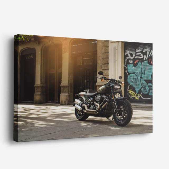 cuadro canvas vehículos scrambler negro grafiti urbano horizontal