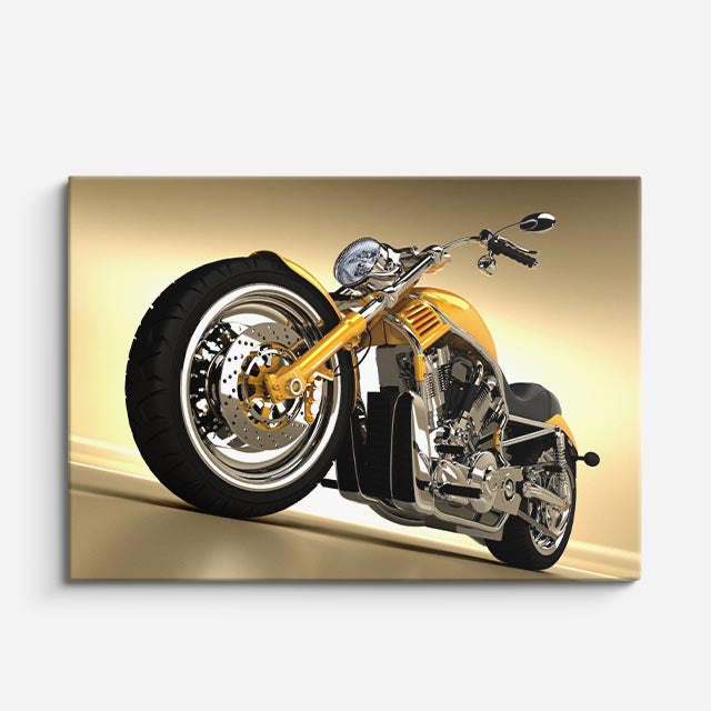 cuadro canvas vehículos chopper dorado luz de estudio horizontal