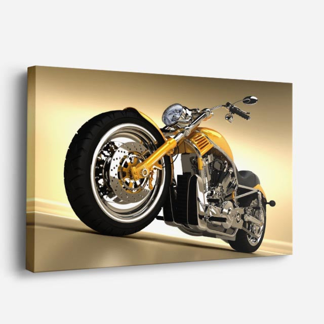 cuadro canvas vehículos chopper dorado luz de estudio horizontal