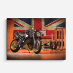 cuadro canvas vehículos cafe racer bandera británica horizontal