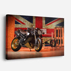 cuadro canvas vehículos cafe racer bandera británica horizontal