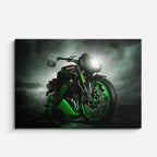 cuadro canvas vehículos custom verde llamas nocturnas horizontal