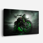 cuadro canvas vehículos custom verde llamas nocturnas horizontal