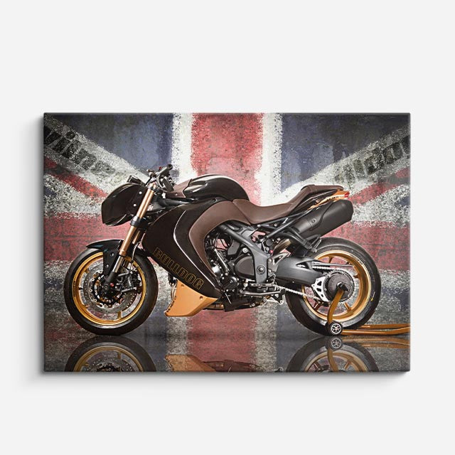 cuadro canvas vehículos naked dorada bandera inglesa horizontal
