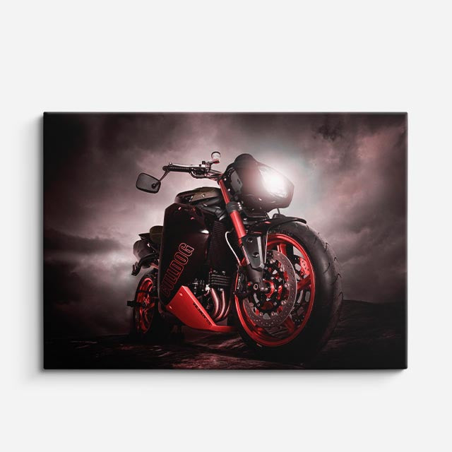 cuadro canvas vehículos custom roja tormenta dramática horizontal