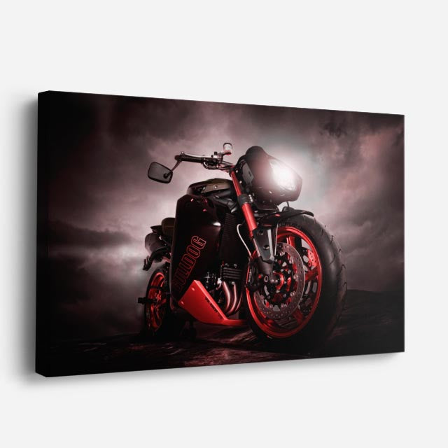 cuadro canvas vehículos custom roja tormenta dramática horizontal