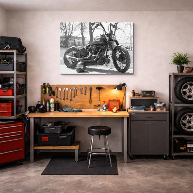 cuadro canvas vehículos bobber negra blanco y negro horizontal