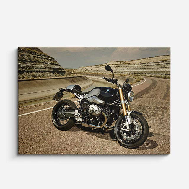 cuadro canvas vehículos muscle negra curva de montaña horizontal