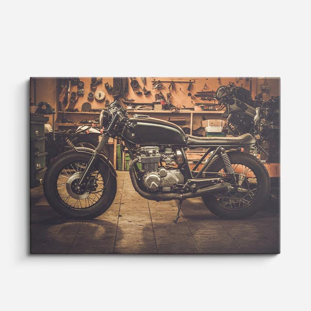 cuadro canvas vehículos café racer vintage tonos cálidos horizontal