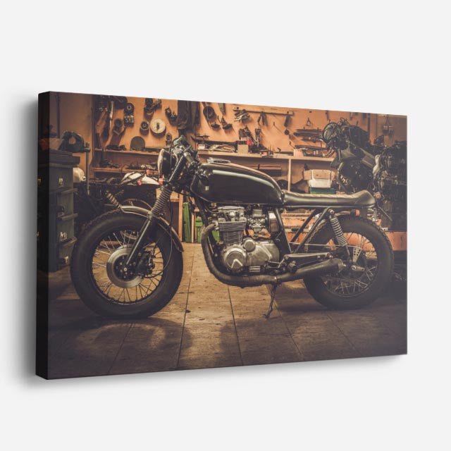 cuadro canvas vehículos café racer vintage tonos cálidos horizontal