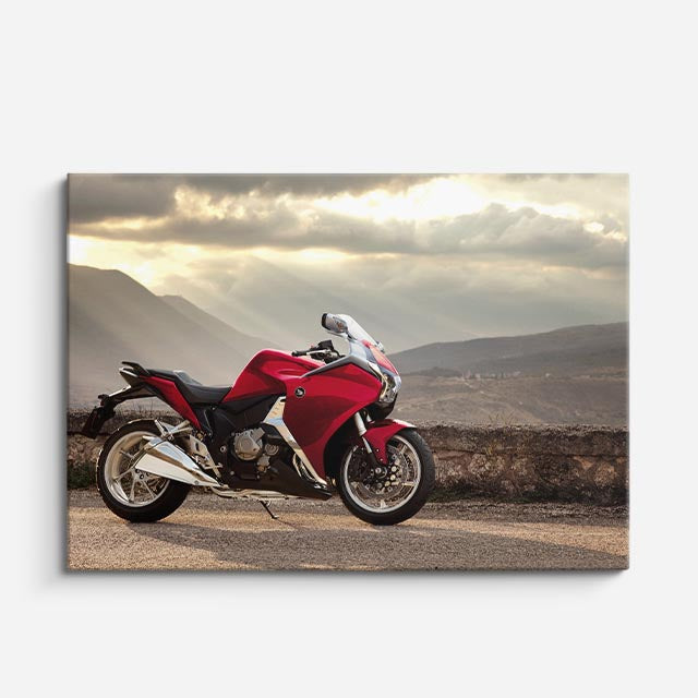 cuadro canvas vehículos sport roja montañas al fondo horizontal