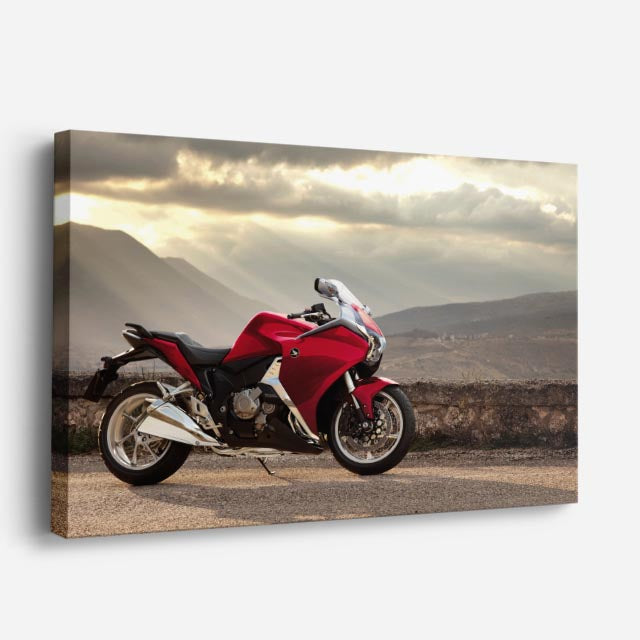 cuadro canvas vehículos sport roja montañas al fondo horizontal