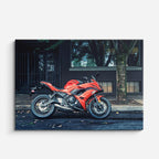cuadro canvas vehículos sport roja fachada oscura horizontal