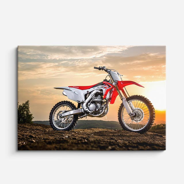cuadro canvas vehículos motocross roja tierra al vuelo horizontal