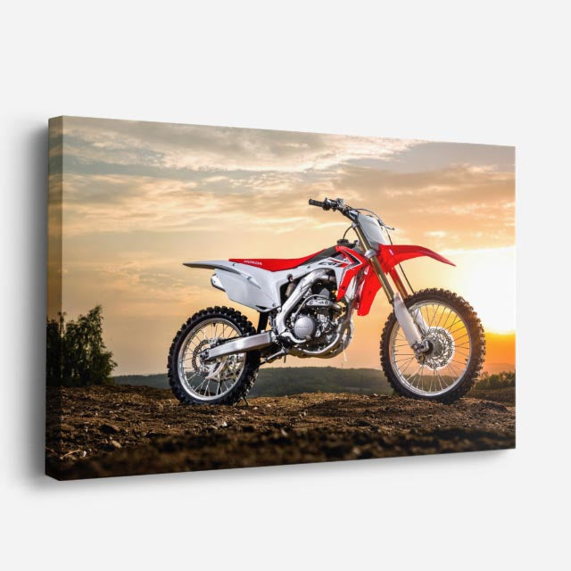 cuadro canvas vehículos motocross roja tierra al vuelo horizontal