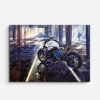 cuadro canvas vehículos cafe racer blanca pasaje urbano horizontal